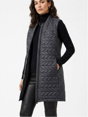 Alchemy Equipment Black Quilted Long Vest Tunic Size L Puffer Sleeveless